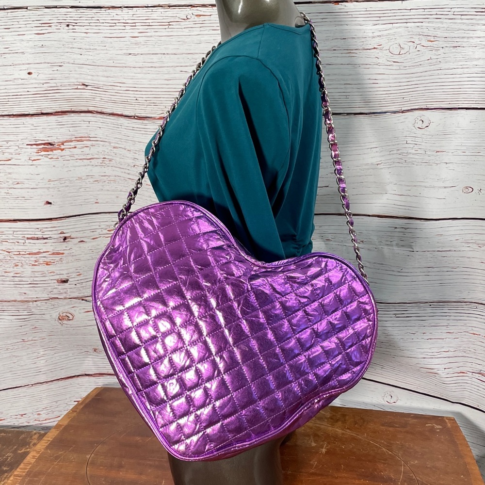 Shiny Pink Heart Shoulder Bag